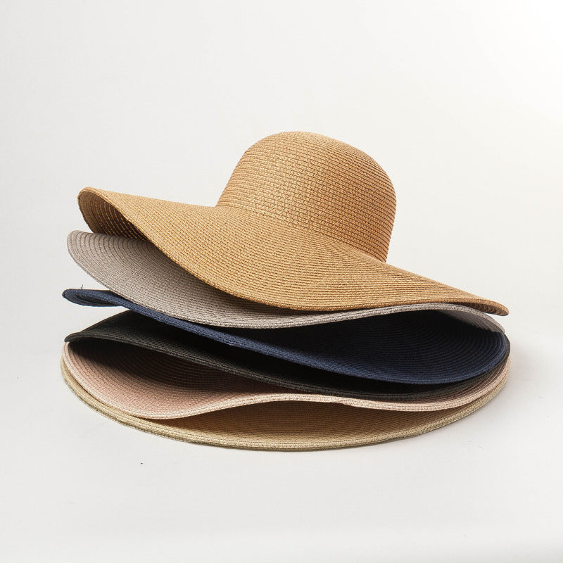 Ladies Outdoor Travel Sunscreen Sunshade Big Brim Straw Hat