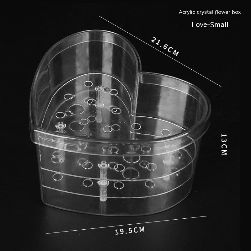 Acrylic Crystal Heart-shaped Rose Flower Box 33-hole Flower Arrangement Box