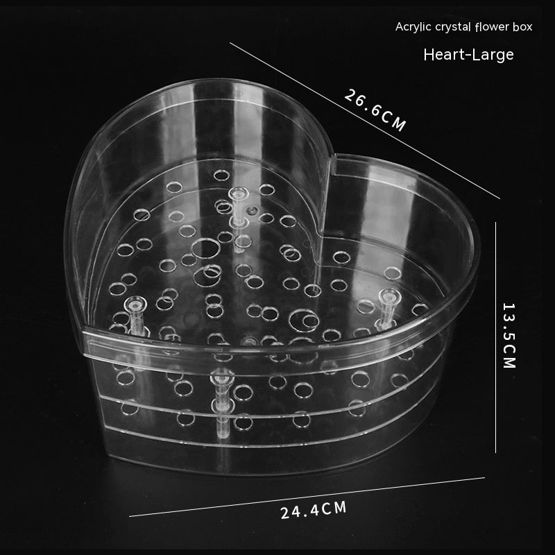 Acrylic Crystal Heart-shaped Rose Flower Box 33-hole Flower Arrangement Box