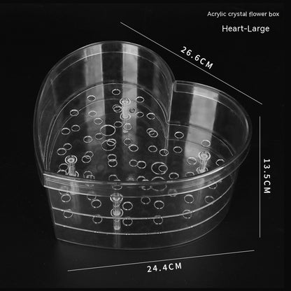 Acrylic Crystal Heart-shaped Rose Flower Box 33-hole Flower Arrangement Box